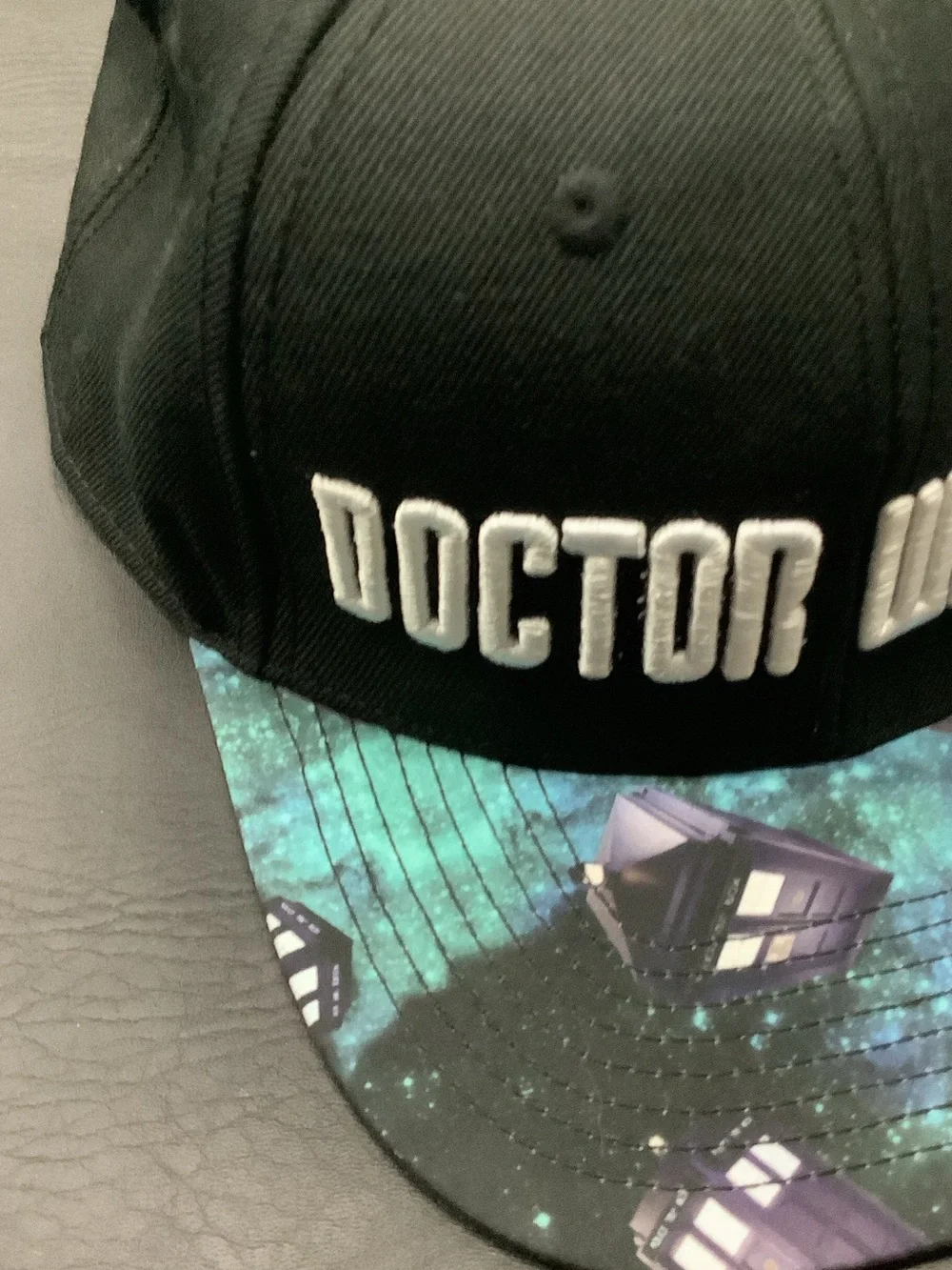 Doctor Who Black Snapback Hat with Galaxy Brim
